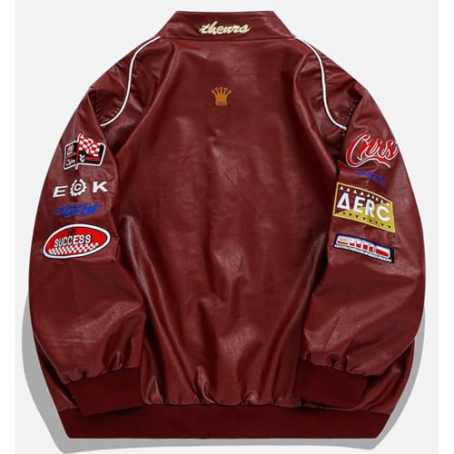 Aelfric Eden Faux Leather Racing Jacket Oversized Motorcycle Biker Racer Jackets Streetwear Unisex