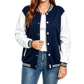 ACEFAST INC Women's Varsity Jacket Baseball Uniform Casual Long Sleeve Sport Bomber Jacket Coat