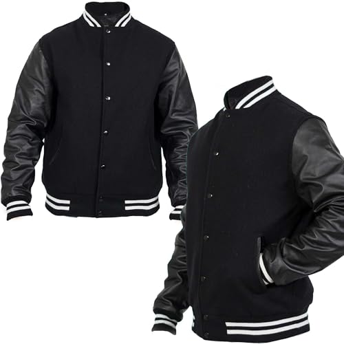 Mount Helicon Two-Tone Leather Baseball Varsity Jacket for Men - Premium Quality and Unique Design
