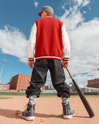 PureChapter Boys Baseball Jacket Kids Varsity Jacket Classic Embroidered Cardigan Sweatshirt Winter Coat Bomber Jacket