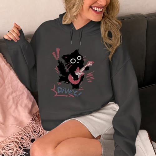 Cat Hoodie for Women Y2k Emo Grunge Goth Hoodies Vintage Graphic Sweatshirts Cute Kawaii Sweatshirt Harajuku Pullover