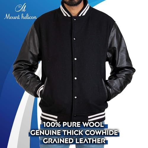 Mount Helicon Two-Tone Leather Baseball Varsity Jacket for Men - Premium Quality and Unique Design