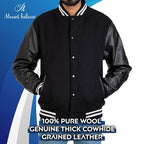 Mount Helicon Two-Tone Leather Baseball Varsity Jacket for Men - Premium Quality and Unique Design