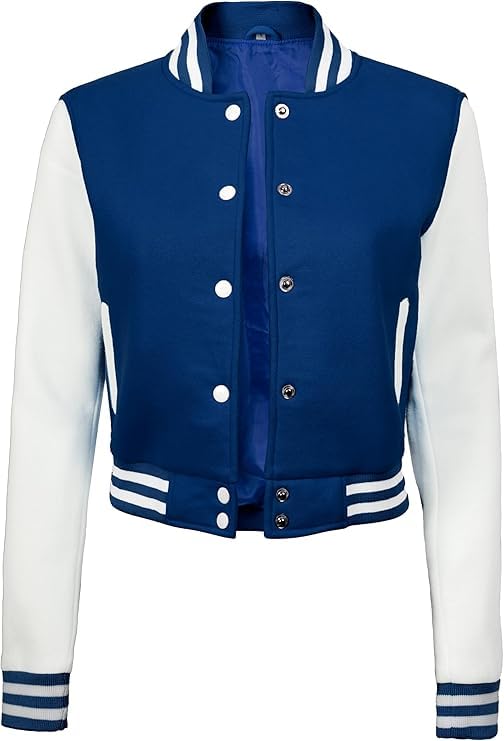 Decrum Cropped Baseball Varsity Bomber Jacket Women - Color Block Letterman
