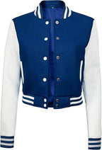 Decrum Cropped Baseball Varsity Bomber Jacket Women - Color Block Letterman