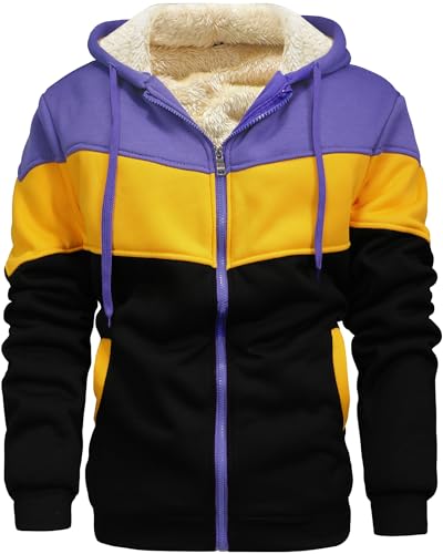 Men's Winter Fleece Thermal Jackets for Men Sherpa Lined Hoodies Warm Thick Jacket Outerwear