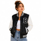 LOVE ME NOW Women’s Varsity Jacket | Long-Sleeve PU Vegan Leather