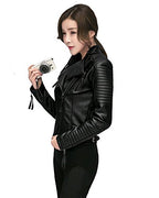 LY VAREY LIN Women's Faux Leather Bomber Jacket Patchwork Punk Moto Biker Coat