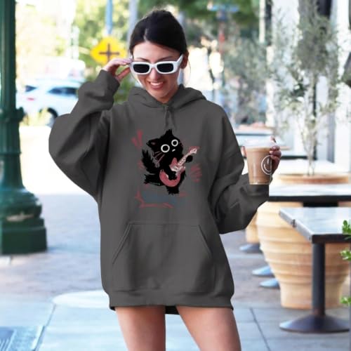 Cat Hoodie for Women Y2k Emo Grunge Goth Hoodies Vintage Graphic Sweatshirts Cute Kawaii Sweatshirt Harajuku Pullover