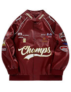 Aelfric Eden Faux Leather Racing Jacket Oversized Motorcycle Biker Racer Jackets Streetwear Unisex