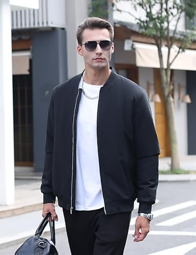 TACVASEN Men's Bomber Jacket Fall Winter Warm Full Zip Windbreaker Jackets
