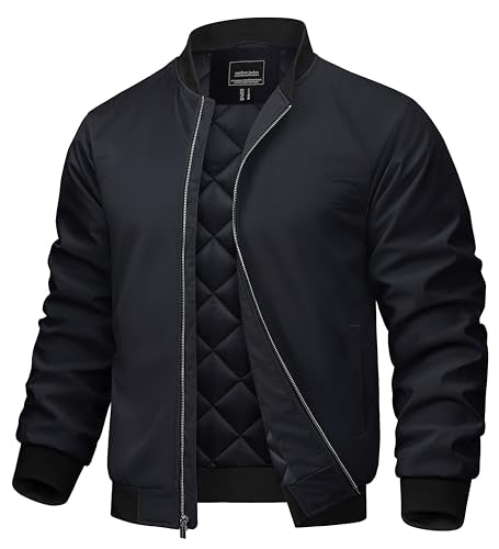 TACVASEN Men's Bomber Jacket Fall Winter Warm Full Zip Windbreaker Jackets