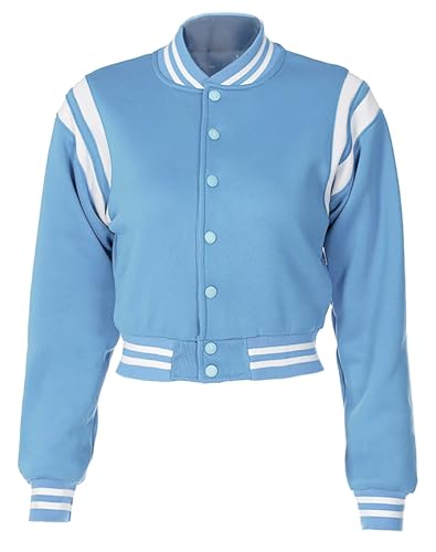 babyhealthy Women Cropped Varsity Jacket Retro Baseball Jacket Bomber Coat