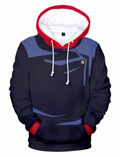 Unisex Hoodie Blue Hooded Pullover Long Sleeve Swearshirt Novelty Hoodie Jacket Adult 3D Printed Pullover