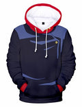 Unisex Hoodie Blue Hooded Pullover Long Sleeve Swearshirt Novelty Hoodie Jacket Adult 3D Printed Pullover