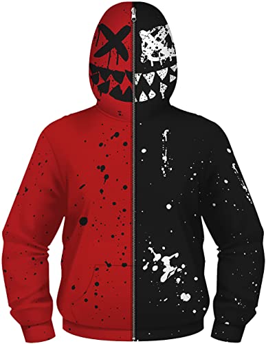 Zip Up Boy's 3D Printed Superhero Mask Costume Hoodies Hooded Sweatshirt 7-12Y