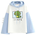 FANCYKIDS Dinosaur Hoodie For Teens Teenagers Oversize Top Sweatshirt Jumper Shirt (Blue)