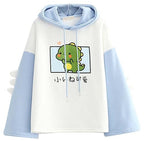 FANCYKIDS Dinosaur Hoodie For Teens Teenagers Oversize Top Sweatshirt Jumper Shirt (Blue)