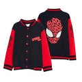 Boys Girls Spiderman Varsity Baseball Jacket With Glow In the Dark Eyes Kids Marvel Spidey Jacket Kids Warm Bomber Coat