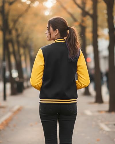 Fleece Varsity Jacket Women Casual baseball Style letterman jacket