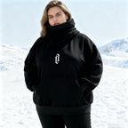 Men's Fleece Double Neckline Hoodie with Face Mask Techwear