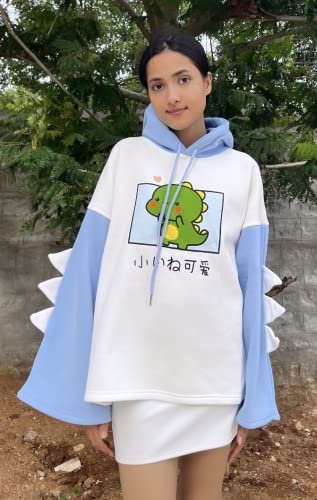 FANCYKIDS Dinosaur Hoodie For Teens Teenagers Oversize Top Sweatshirt Jumper Shirt (Blue)