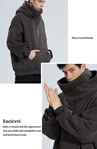 Men’s Fleece Hoodie Sweatshirts with Built in Gaiter Warm Pullover