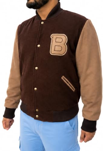 'B' Logo Varsity Jacket - Bomber Style - Brown color - Wool fabric