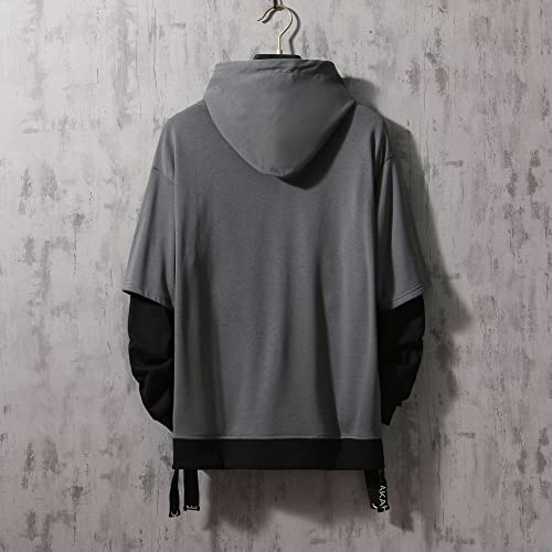 GURUNVANI Men's Patchwork Contrast Color Pullover Hoodie Sweatshirt