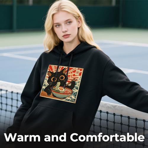 Black Hoodies for Men,Pullover Hoodie for Men,Loose Fit Polyester Pullover Sweatshirt for Men Women,Essentials Hoodie