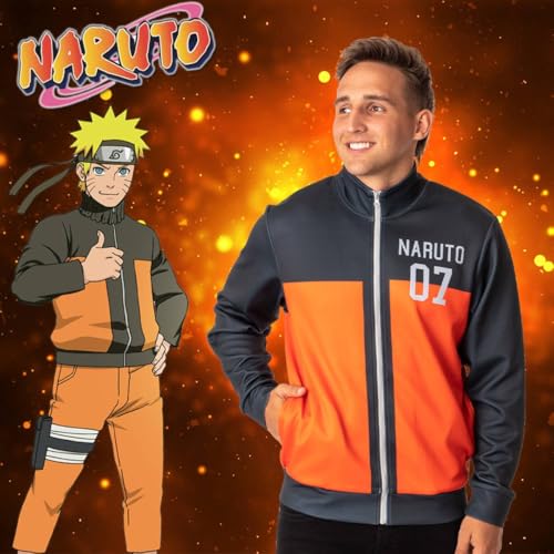 Bioworld Naruto Shippuden Mens' Uzumaki Symbol Team 07 Costume Jacket