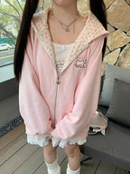 Y2K Zip-Up Cat Ear Oversized Hoodie