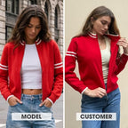 EXLURA Women Long Sleeve Zip Up Cardigan Sweaters Fall Casual Bomber Jacket