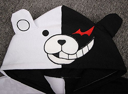 GK-O Black White Bear Hoodie Anime Cosplay Zip Up Jacket Unisex