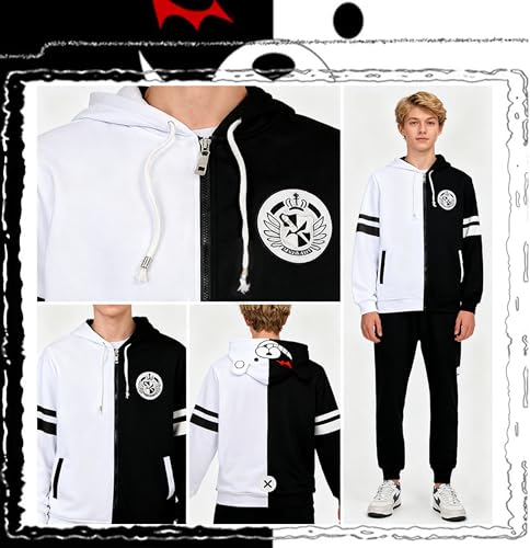 Loiahoer Unisex Anime Black White Bear Hoodie Halloween Cosplay Costume Bear Ears Hoodie Jacket Christmas & Birthday Gifts