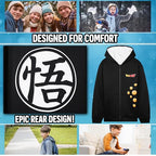 Dragon Ball Z Hoodie for Boys Teens, 9-16 Years, Fleece Sweatshirt Sherpa Hooded Jacket Zip Up Hoodie, Anime Gifts for Boys