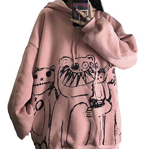 Gothic hoodie girls Anime hooded sweater women loose street sports Y2K Clothes Grunge Clothes