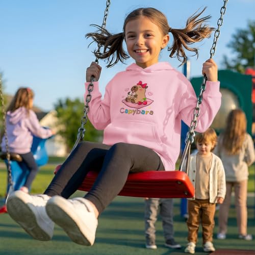Girl'S Cute Capybara Hoodie Kawaii Cartoon Graphic Hoodies with Pockets Bow Cherry Anime Hooded Sweatshirt Pullover