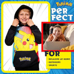 Pokemon Hoodie for Boys & Teens Hooded Sweatshirt Warm Anime Pikachu Sweater