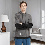 GURUNVANI Men's Patchwork Contrast Color Pullover Hoodie Sweatshirt