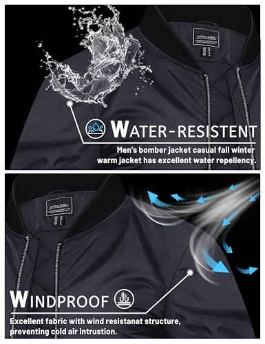 TACVASEN Men's Bomber Jacket Fall Winter Warm Full Zip Windbreaker Jackets