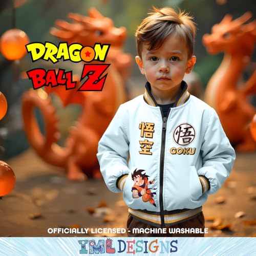 Isaac Morris Limited Dragon Ball Z Boy's Bomber Jacket, Zip-Up Varsity Jacket for Kids and Toddlers