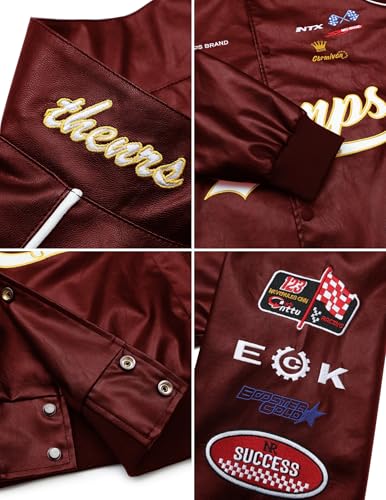 Vamtac Faux Leather Motocross Jackets Oversized Vintage Racing Varsity Bomber Coat Men Trendy Streetwear