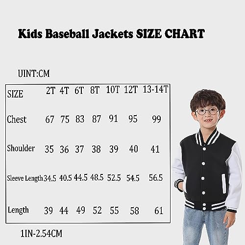 BAICAIYU Kids Baseball Jackets Boys and Girls Varsity Coat Buttons Cardigan Letter Sport Letterman School Jacket