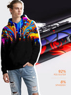 Mens Graphic Hoodies Pullover 3D Print with Pockets, Unisex Anime Black Red Hoodie Sweatshirt for Mens