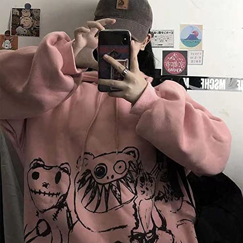Gothic hoodie girls Anime hooded sweater women loose street sports Y2K Clothes Grunge Clothes