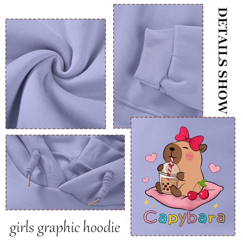 Pairxily Cute Capybara Graphic Hoodies for Teens Kawaii Cartoon Printed Hoodie Anime Hooded Sweatshirt Fleece Pullover