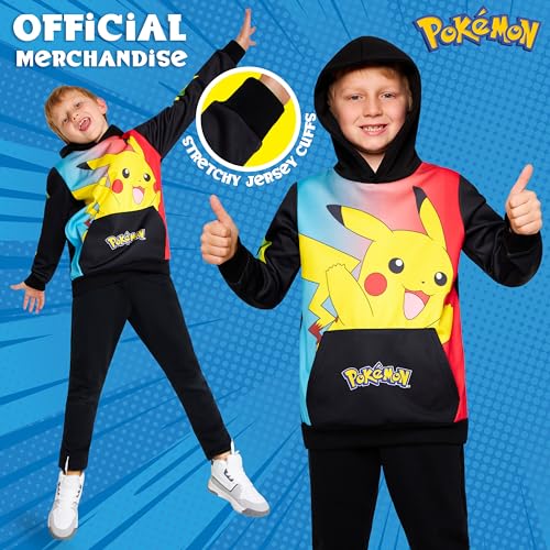 Pokemon Hoodie for Boys & Teens Hooded Sweatshirt Warm Anime Pikachu Sweater