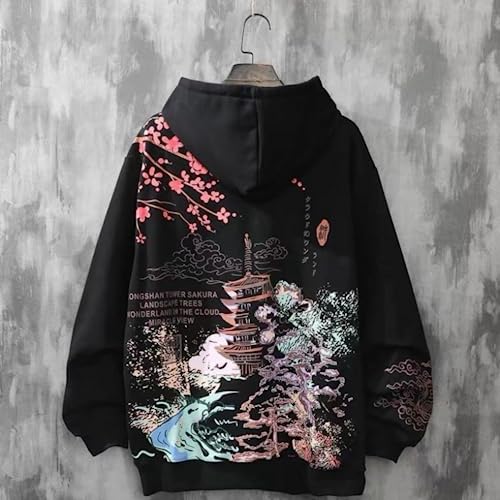 Women Men Japanese Anime Hoodie, Y2K Sakura Aesthetic Harajuku Korean Hooded Sweatshirt Long Sleeve Clothes