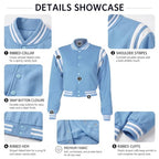 babyhealthy Women Cropped Varsity Jacket Retro Baseball Jacket Bomber Coat